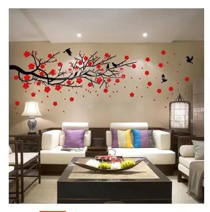 Chinese Plum Tree Crystal Acrylic Stickers - Ramkos Cozy Lights