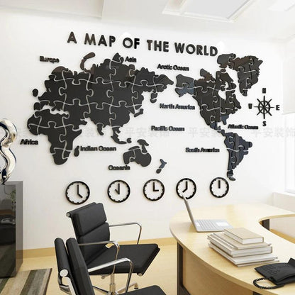 Puzzle World Map Wall Stickers - Ramkos Cozy Lights