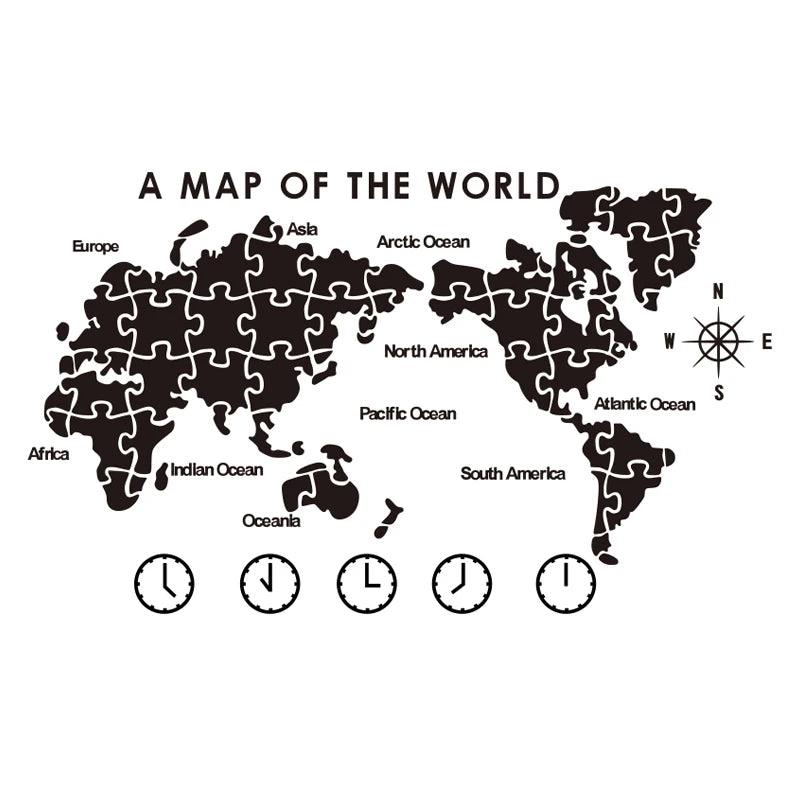 Puzzle World Map Wall Stickers - Ramkos Cozy Lights