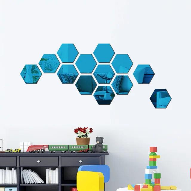 Hexagon Mirror Acrylic Sticker - Ramkos Cozy Lights