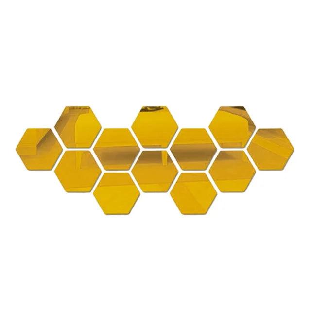 Hexagon Mirror Acrylic Sticker - Ramkos Cozy Lights