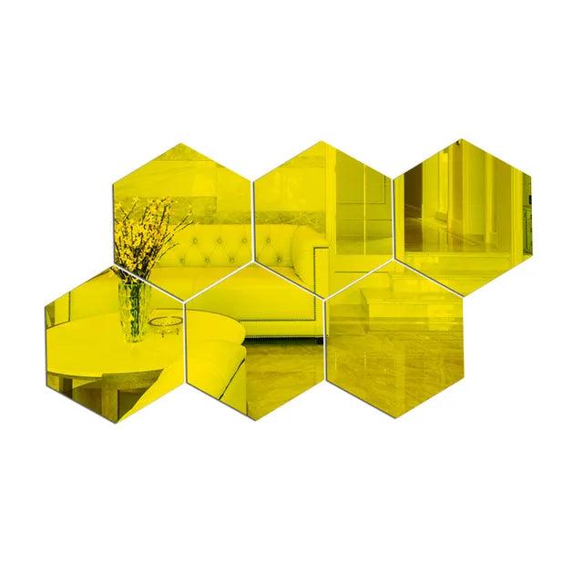 Hexagon Mirror Acrylic Sticker - Ramkos Cozy Lights