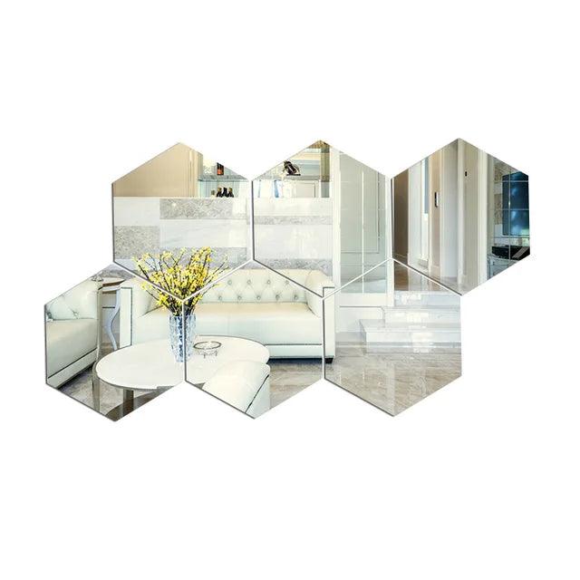 Hexagon Mirror Acrylic Sticker - Ramkos Cozy Lights