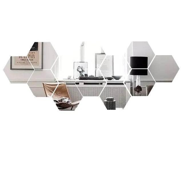Hexagon Mirror Acrylic Sticker - Ramkos Cozy Lights