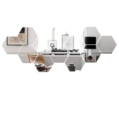 Hexagon Mirror Acrylic Sticker - Ramkos Cozy Lights