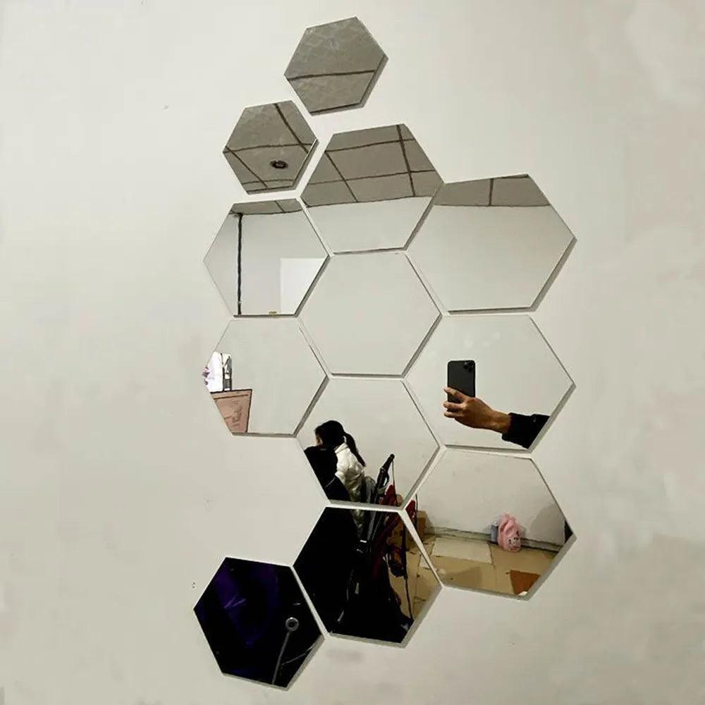 Hexagon Mirror Acrylic Sticker - Ramkos Cozy Lights
