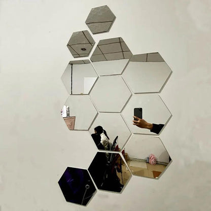 Hexagon Mirror Acrylic Sticker - Ramkos Cozy Lights