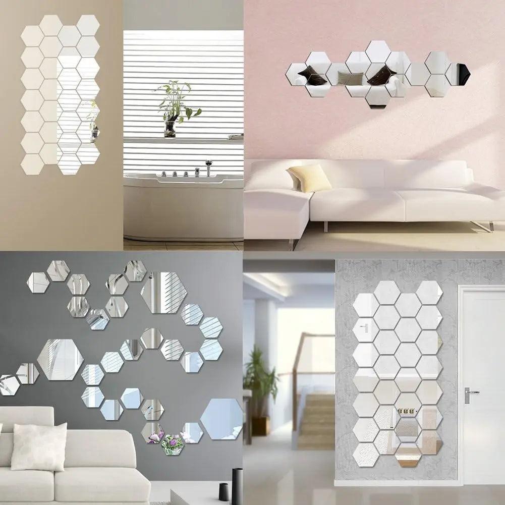 Hexagon Mirror Acrylic Sticker - Ramkos Cozy Lights