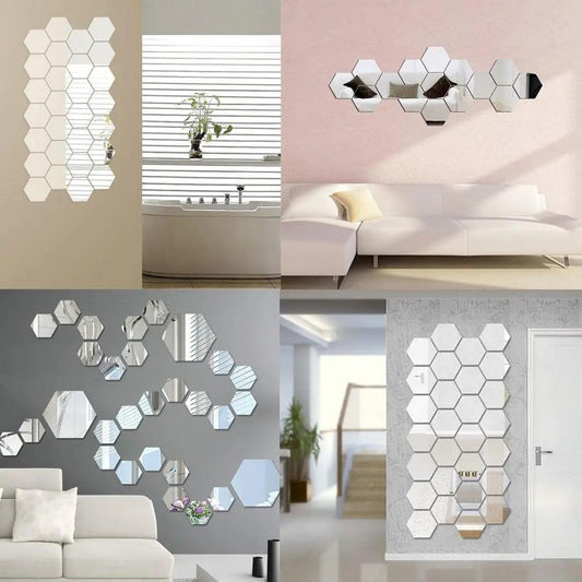 Hexagon Mirror Acrylic Sticker - Ramkos Cozy Lights