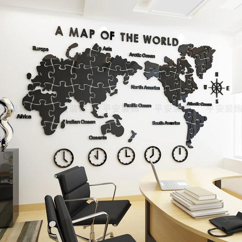 Puzzle World Map Wall Stickers - Ramkos Cozy Lights