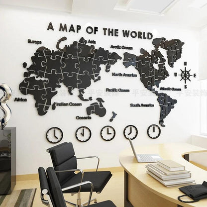 Puzzle World Map Wall Stickers - Ramkos Cozy Lights