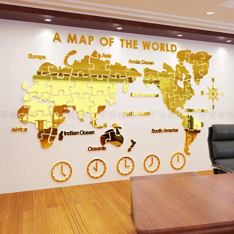 Puzzle World Map Wall Stickers - Ramkos Cozy Lights